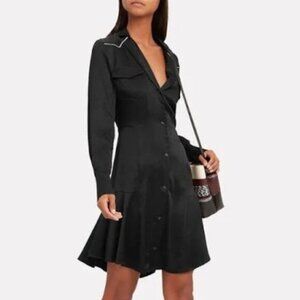 New ALC Rora Silk Contrast Piping Mini Shirtdress Black 2, XS $595